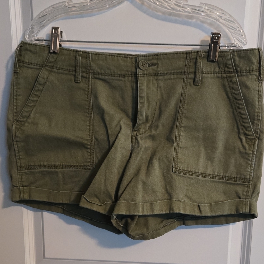 Faded Glory Green Cargo Shorts Classic Cotton Twill